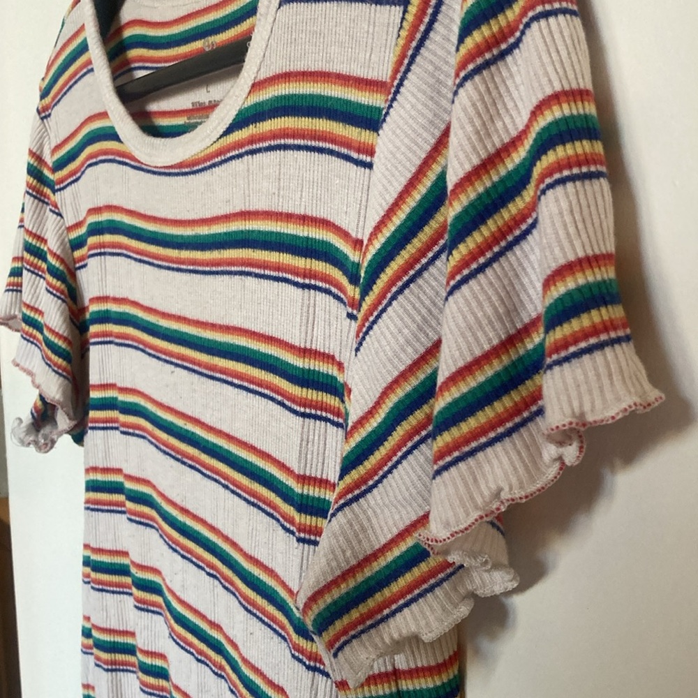 SO Rainbow Striped Crop Top w/ Ruffle Details 🌈